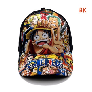 Bk หมวกเบสบอล ผ้าฝ้าย 100% ปักลายอนิเมะ One Piece คุณภาพสูง สําหรับเด็กทุกเพศ