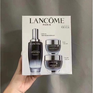 Lancome เซตครีมบํารุงผิวหน้า เอสเซนส์ เบส ขนาดเล็ก 100 มล. อายครีม 15 มล. ครีมบํารุงผิวหน้า 50 มล. สีดํา สามชิ้น