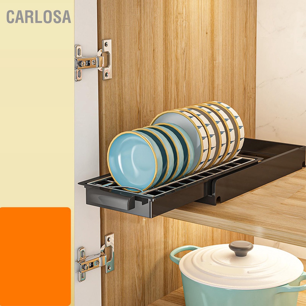 carlosa-ชั้นวางจานสแตนเลสอเนกประสงค์ความจุขนาดใหญ่ดึงออกประเภทชั้นวางจานครัวชั้นเดียวสำหรับตู้