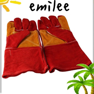 Emilee ถุงมือหนัง ทนไฟ สําหรับเตาผิง เตาผิง ทําอาหาร