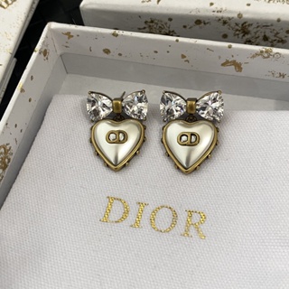เครื่องประดับ ต่างหูสตั๊ด เหล็กไทเทเนียม รูปโลโก้ตัวอักษร Dior สําหรับผู้หญิง