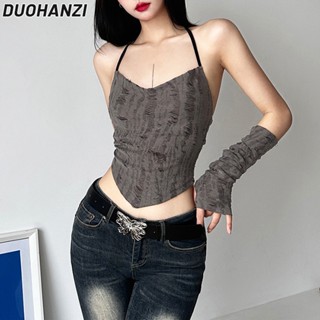 Duohanzi ใหม่ เสื้อกล้าม สายคล้องคอ เซ็กซี่ สีพื้น แฟชั่นสําหรับผู้หญิง