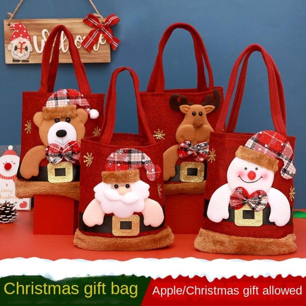faccfki-ถุงของขวัญคริสต์มาส-ตุ๊กตากวาง-สโนว์แมน-ผ้าถัก-สําหรับเก็บเครื่องประดับ-ของขวัญคริสต์มาส