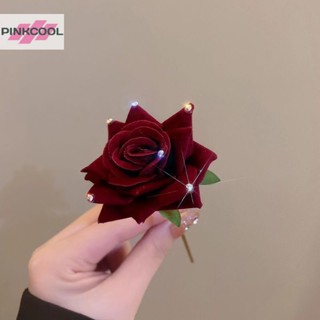 Pinkcool กิ๊บติดผม ลายดอกกุหลาบ โรแมนติก ประดับพลอยเทียม สําหรับผู้หญิง ขายดี