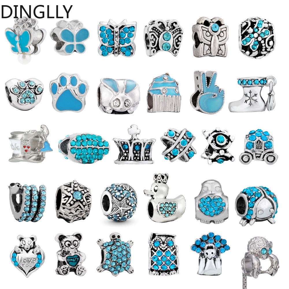 dinglly-ลูกปัดอัลลอย-รูปนกฮูก-ผีเสื้อ-สีฟ้า-สําหรับทําเครื่องประดับ-diy