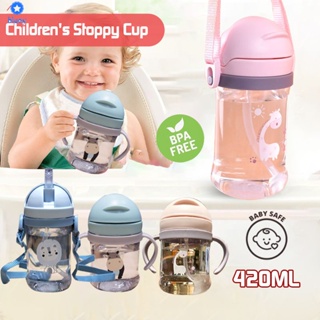 350/250ml ขวดน้ำเด็ก ขวดหัดดื่มเด็ก Sippy Cup Strap Cup Feeding Bottle Kid&amp;#39;s Water Bottle 【bluey】