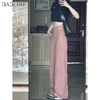 DaDuHey🎈 2023 New Korean Style INS Pink Women Jeans High Waist Loose Wide Leg Pants Niche Pants
