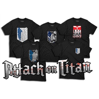 Baju T-Shirt Attack On Titan AOT SHINGEKI NO KYOJIN Survey Corp Logo Tee 100% Cotton Unisex BLACK Shirt mangga anim_01