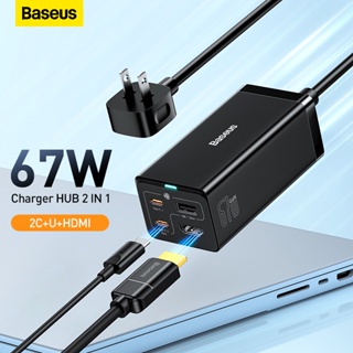 Baseus ฮับอะแดปเตอร์ชาร์จเร็ว 67W GaN5 USB C สําหรับ iPhone 14 13 Type C HUB 4K 30Hz HDMI USB4
