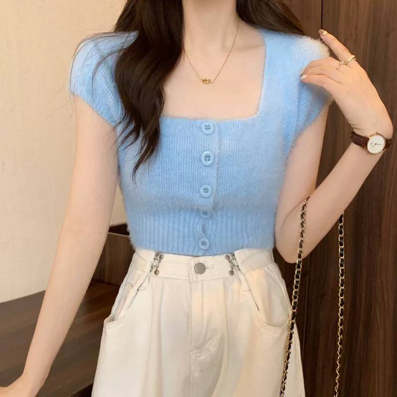 ff-shop-เสื้อครอปแขนสั้น-ขนมิ้ง-ครอปคอเหลี่ยม-แต่งกระดุม-ขนนุ่มนิ่ม-สีสันสดใส-น่ารัก-เกาหลี-a39