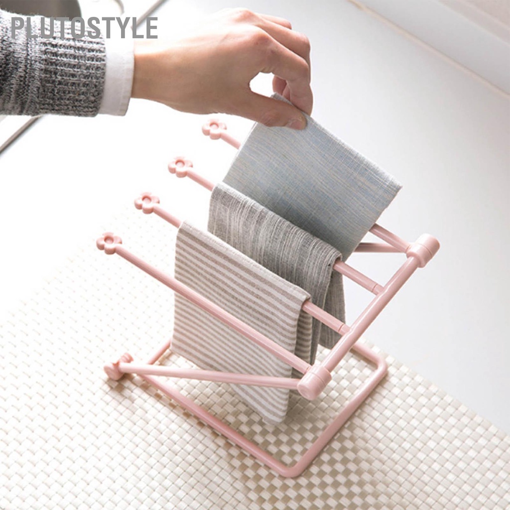 plutostyle-เคาน์เตอร์ผ้าเช็ดจานราวตากผ้า-4-แขนพับผ้าเช็ดมือแนวตั้งยืนจาน-rag-storage-holder-สำหรับห้องครัว