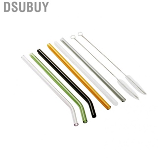 Dsubuy [Ande Online] Colored high borosilicate glass straw transparent milk tea color set 6+2 with cleaning brush