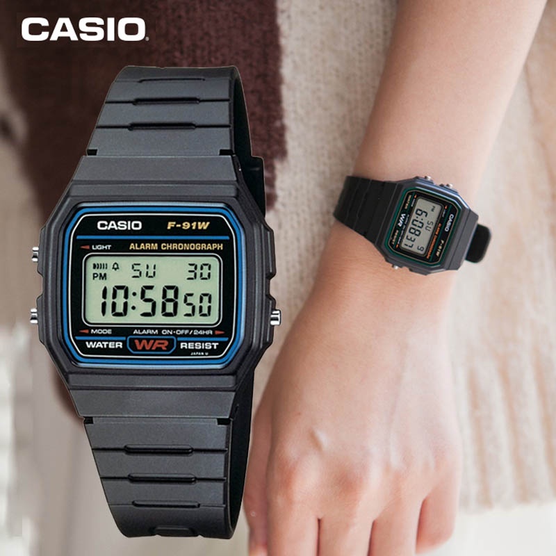 casio-นาฬิกาข้อมือดิจิทัล-f-91w-ทรงสี่เหลี่ยม-พร้อมสายเรซิน-คุณภาพสูง-และไฟแบ็คไลท์-สําหรับผู้ชาย-และผู้หญิง