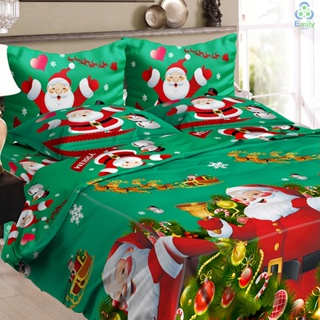 ชุดเครื่องนอน ผ้านวม ผ้าโพลีเอสเตอร์ พิมพ์ลายคริสต์มาส ซานต้า 3D ปลอกหมอน 2 ชิ้น ผ้าปูที่นอน ตกแต่งห้องนอน คริสต์มาส [20] [มาใหม่]