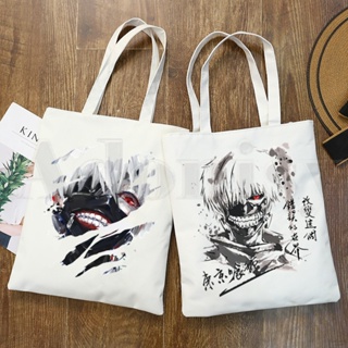 กระเป๋าถือ กระเป๋าสะพายไหล่ ผ้าแคนวาส ลายการ์ตูนอนิเมะ Tokyo Ghoul Japan Manga Kaneki Ken หรูหรา เหมาะกับการพกพาช็อปปิ้ง สําหรับสตรี RMVL