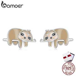 Bamoer 1 Pair 925 Silver Earring Stud Sloth Shape Fashion Jewellery Gifts For Women Sce1280