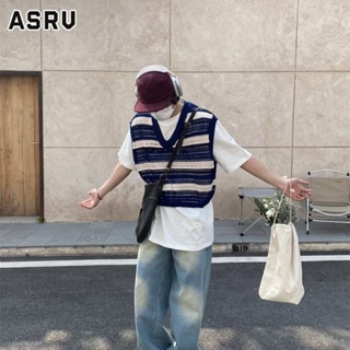 ASRV เสื้อสวมหัวผู้ชาย เทรนด์แฟชั่น สตรีท แขนกุด ทรงหลวม ยอดนิยม เสื้อกั๊กใหม่ที่เรียบง่ายของญี่ปุ่น