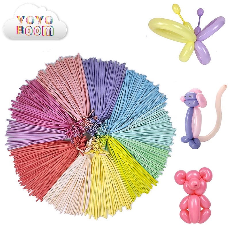 ลูกโป่งยาง-แบบหนา-ทรงยาว-สีมาการอง-สําหรับตกแต่งปาร์ตี้วันเกิด-งานแต่งงาน-วันเด็ก-20-ชิ้น