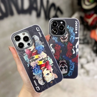 เคสโทรศัพท์มือถือ ผิวด้าน ลาย Harley Quinn and Joker กรอบโลหะ สําหรับ iPhone 14 Pro Max 13 12 Pro Max iPhone11