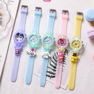 Kawaii Sanrio นาฬิกาข้อมืออิเล็กทรอนิกส์ ลายการ์ตูน My Melody Kuromi Cinnamoroll น่ารัก สําหรับเด็กผู้หญิง