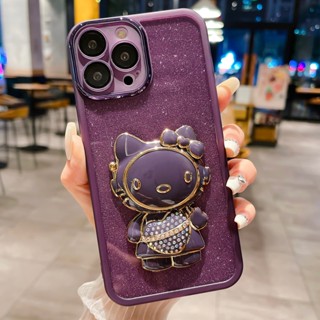 เคสโทรศัพท์มือถือแบบนิ่ม ลายแมวคิตตี้ พร้อมกระจกขาตั้ง สําหรับ VIVO Y21 Y21a Y21t Y21s Y33s Y33t Y20 Y20s Y12s Y20i Y20sg Y12a Y17 Y15 Y12 Y11 Y12i Y95 Y93 Y91