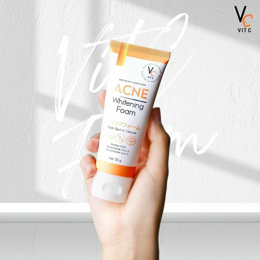 วิตซี-แอคเน่โฟม-สูตรลดสิว-แบบหลอด-vc-vit-c-acne-foam-50g