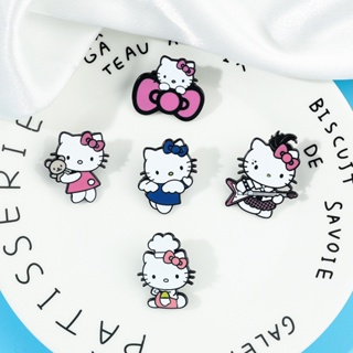 SANRIO เข็มกลัด ลายการ์ตูนคิตตี้น่ารัก สําหรับตกแต่งเสื้อผ้า กระเป๋าเป้สะพายหลัง