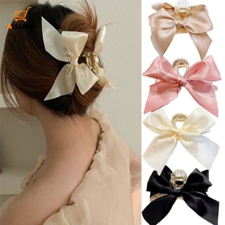 กิ๊บติดผม ประดับโบว์น่ารัก สองด้าน สีพื้น สไตล์เกาหลี เครื่องประดับ สําหรับผู้หญิง