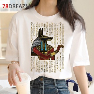 แฟชั่นใหม่ล่าสุด Anubis เสื้อยืด พิมพ์ลาย สไตล์วินเทจ ฮาราจูกุ สีขาว สําหรับผู้ชาย