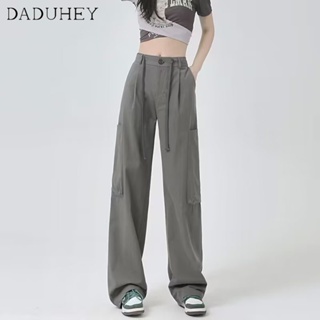 DaDuHey🎈 Women 2023 Summer New American Style Ins High Street Thin Casual Niche High Waist Loose Wide Leg Pants