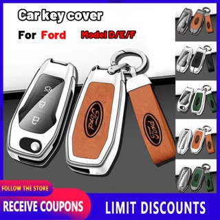 เคสกุญแจรถยนต์ หนังวัวแท้ สังกะสีอัลลอย คุณภาพสูง สําหรับ Ford D E F territory Everest Ranger Fiesta Escape Explorer Expedition Focus Escort Ecosport Mustang E150 Lynx Expedition EL Explorer Sport Raptor F150 Explorer Sport Trac F250 Express GT Thunderbir