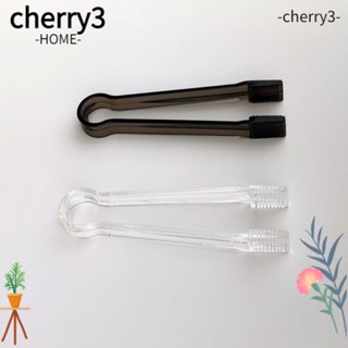 Cherry3 แหนบพลาสติกใส ขนาดเล็ก 6.3 นิ้ว ทําความสะอาดง่าย สีดํา สําหรับเสิร์ฟอาหาร 10 ชิ้น