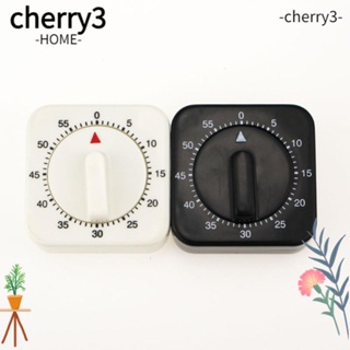 Cherry3 นาฬิกาจับเวลา ABS ทรงสี่เหลี่ยม 60 นาที ไม่มีแบตเตอรี่ สีดํา และสีขาว สําหรับเชฟทําอาหาร 2 แพ็ก