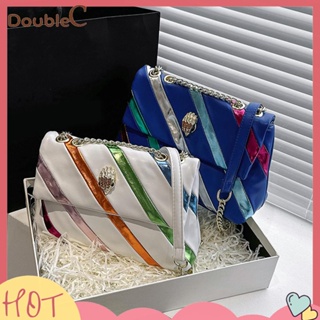 【Double C 】✿   กระเป๋าสะพายไหล่ กระเป๋าถือ แบบนิ่ม แต่งสายโซ่คล้อง สีรุ้ง สไตล์เกาหลี แฟชั่นสําหรับสตรี