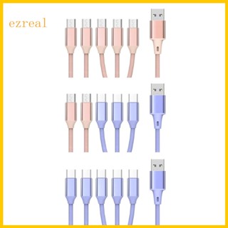 Ez 5 in 1 สายชาร์จแยก Micro Usb 2 0 TypeA เป็น Micro Usb และ Type-C 66W พลังงานสูง MicroUSB Usb-C ซิงค์สายชาร์จ