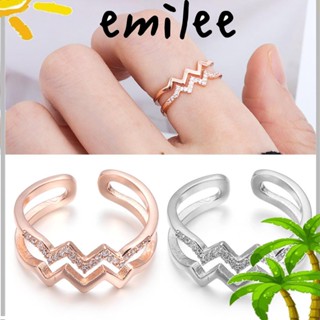 Emilee แหวนเพทาย ลายคลื่น สีโรสโกลด์ สีเงิน เครื่องประดับ ของขวัญ