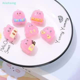 &lt;Arichsing&gt; ตุ๊กตาเคอร์บี้ สีชมพูเรืองแสง ขนาดเล็ก สําหรับตกแต่งบ้านตุ๊กตา 2 ชิ้น