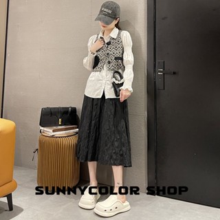 SUNNYCOLOR รองเท้าแตะ รองเท้าแฟชั่น สะดวกสบาย ฟชั่น ด้านล่างหนา 2023 ใหม่
