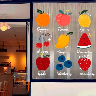 สติกเกอร์ ลายการ์ตูนผลไม้ สําหรับตกแต่งกระจก หน้าต่าง ร้านค้า