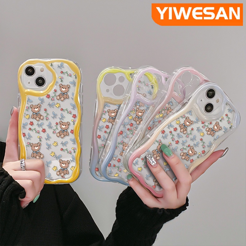 เคสโทรศัพท์มือถือแบบนิ่ม-ใส-กันกระแทก-ลายการ์ตูนหมี-ดอกไม้-สีครีม-สําหรับ-samsung-galaxy-a13-a13-5g-a04s-a14