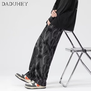 DaDuHey🔥 Mens 2023 New Fashion Brand Hip Hop Loose Pants American Style Corduroy Full Printed Fashionable All-Match Straight Casual Pants