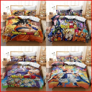 ชุดเครื่องนอน ผ้าปูที่นอน ปลอกหมอน ผ้าห่ม ลาย Dragon Ball Super 3in1 สําหรับตกแต่งบ้าน ห้องนอน
