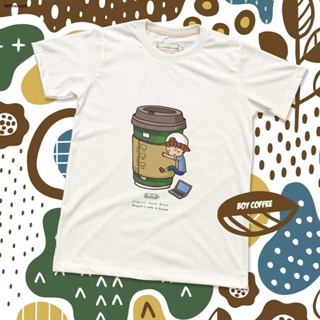 จัดส่งที่รวดเร็ว❖Coffee Girl &amp; Boy เสื้อยืด คุณภาพ เสื้อคู่ ลายกอดกาแฟ