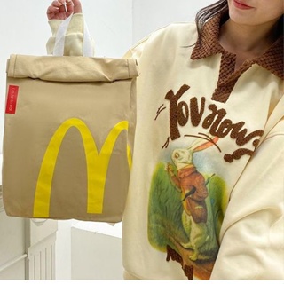 กระเป๋าเป้สะพายหลัง กระเป๋าสะพายไหล่ ผ้าแคนวาส ขนาดใหญ่ จุของได้เยอะ ลายการ์ตูน McDonald s สําหรับนักเรียน