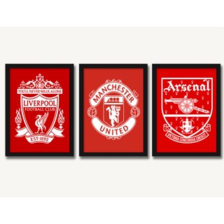 โปสเตอร์ภาพวาดผ้าใบ ลายโลโก้ฟุตบอล Liverpool Manchester United Arsenal Premier League สําหรับตกแต่งบ้าน