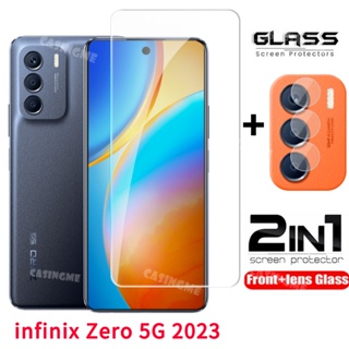 2in1 ฟิล์มกระจกนิรภัยกันรอยหน้าจอ แบบโค้ง เต็มจอ สําหรับ infinix Zero 5G 2023 infinixZero 5G infinix Zero 5G