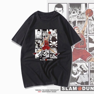 sadas เสื้อยืดแขนสั้น พิมพ์ลายการ์ตูนอนิเมะ Slam Dunk Sakuragi เหมาะกับฤดูร้อน สไตล์ญี่ปุ่น สําหรับนักเรียน(S-5XL)