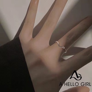 A HELLO GIRL เครื่องประดับ แหวนแฟชั่น รูปตัว V ประดับเพชร สามารถปรับได้ แบบเรียบง่าย สไตล์เกาหลี สําหรับผู้หญิง