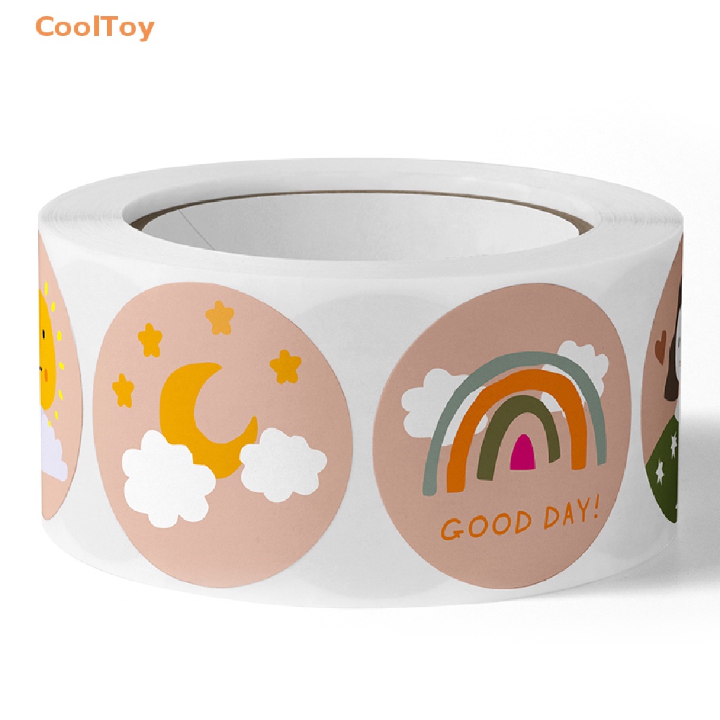 cooltoy-ขายดี-สติกเกอร์ฉลาก-1-นิ้ว-สําหรับติดตกแต่ง-500-ชิ้น-ต่อม้วน