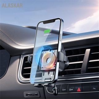 ALASKAR 2 in 1 15W Wireless Car Charger ที่วางโทรศัพท์มือถือแบบหนีบอัตโนมัติสำหรับช่องระบายอากาศแดชบอร์ด